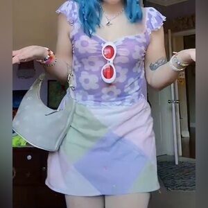 Dolls Kill Purple Floral Crop Top